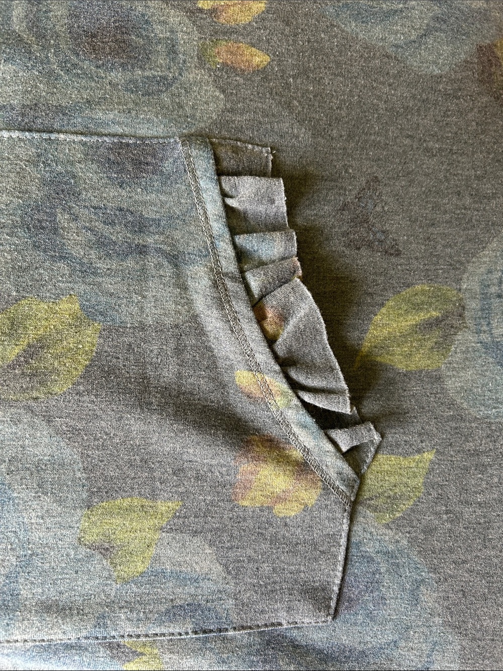 Philosophy Woman Blue Floral Lightweight Hooded Tunic with Ruffle Pockets - Picture 4 of 4